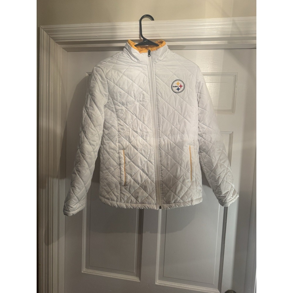 NFL Team Apparel Pittsburgh Steelers Women's White Puffer Jacket Size S